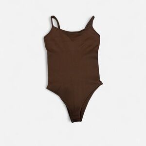 OQQ Brown Ribbed Strappy Bodysuit Size Small